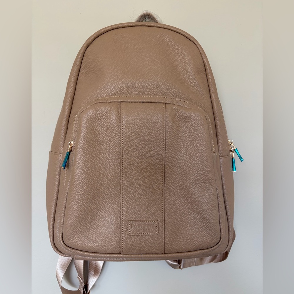 Brand new Pom Pom London Tan Leather Backpack